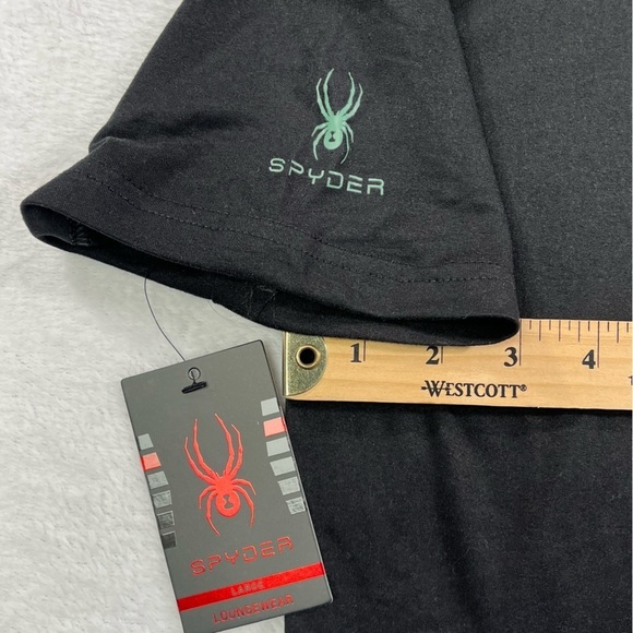 NWT Spyder Large Men's Spandex Soft Stretchy Athletic Black Short Sleeve T Shirt - Picture 2 of 10